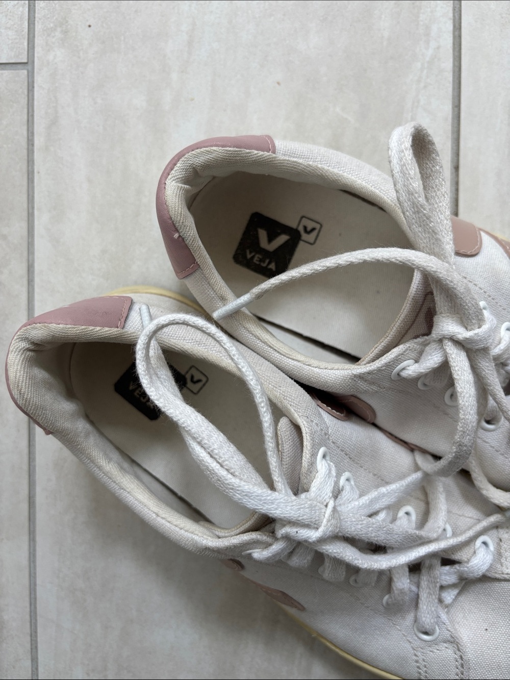 Veja Esplar SE White Canvas Sneakers Pink Logo 8 - Picture 11 of 12